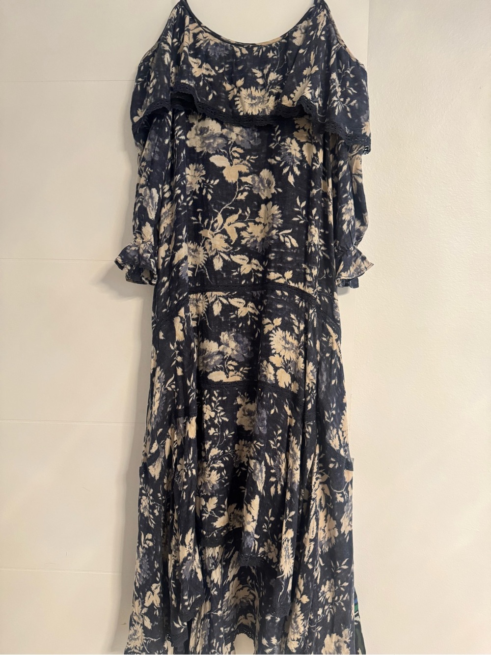 Denim & Supply Ralph Lauren Navy and Cream Floral Maxi Dress